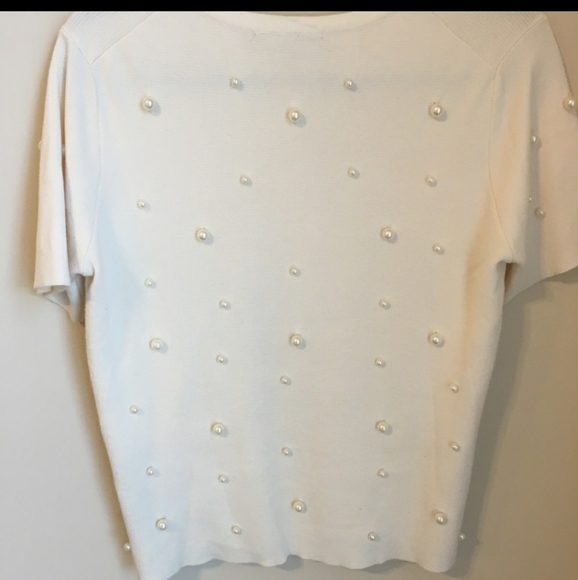 2/$45 Knit faux pearl studded short sleeve top - Picture 7 of 10